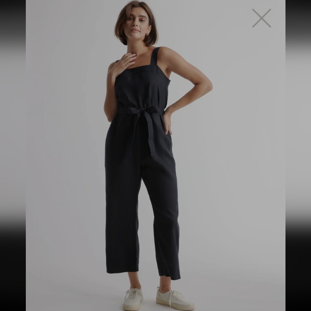Quince 100% European Linen Square Neck Jumpsuit
